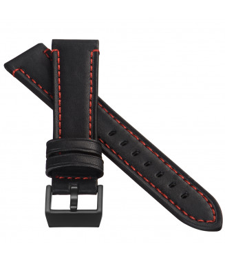Pasek Stailer PRM Aviator 5201, Czarny, Skórzany, 22 mm